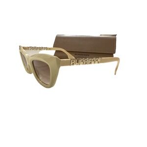 Burberry Sunglasses Womens 51mm Beige Brown Gradient Cat Eye Logo Side Italy NEW